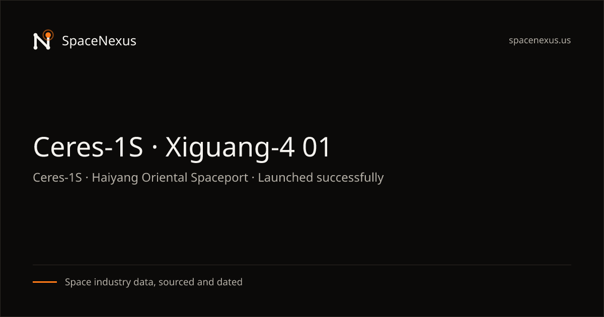 Ceres-1S · Xiguang-4 01: Launched Oct 21, 2026 | SpaceNexus